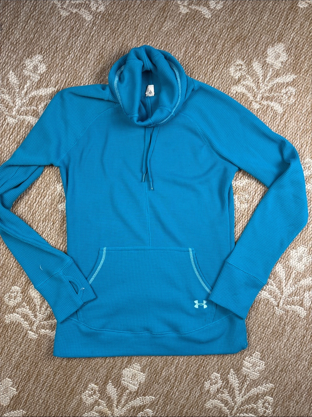 Under Armour Teal Turtleneck Waffle-Knit Pullover cold gear
